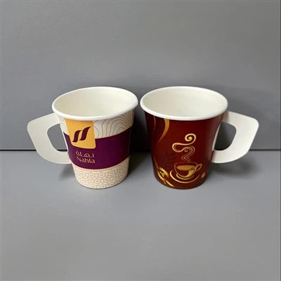Vaso de papel de pared simple de 7 oz con asa